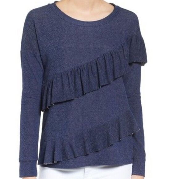 NWT Pleione Nordstrom Ruffle Sweatshirt Top M - Picture 1 of 3